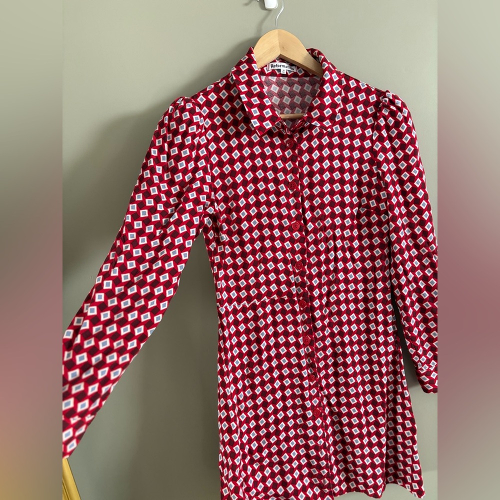 Reformation Geometric Button Up Dress - Picture 5 of 7